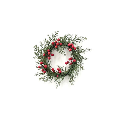 Artificial Christmas Cedar Wreath with Vibrant Red Berries