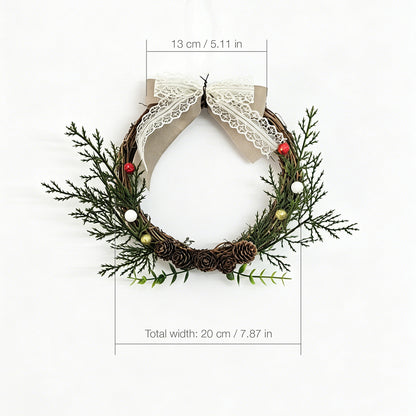 Rustic Cedar Grapevine Wreath with Lace Bow & Mini Berries
