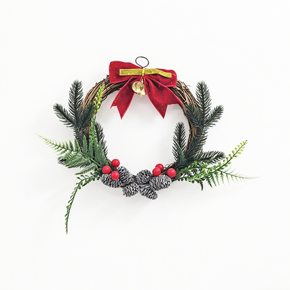 Rustic Christmas Wreath with Pine Branches, Red Berries & Bow Holiday Decor