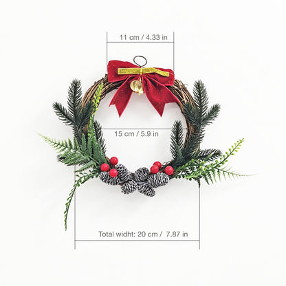Rustic Christmas Wreath with Pine Branches, Red Berries & Bow Holiday Decor
