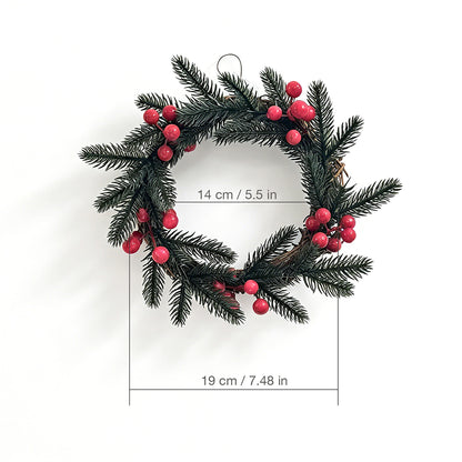 Rustic Christmas Wreath with Evergreen Branches & Red Berries for Front Door Decor